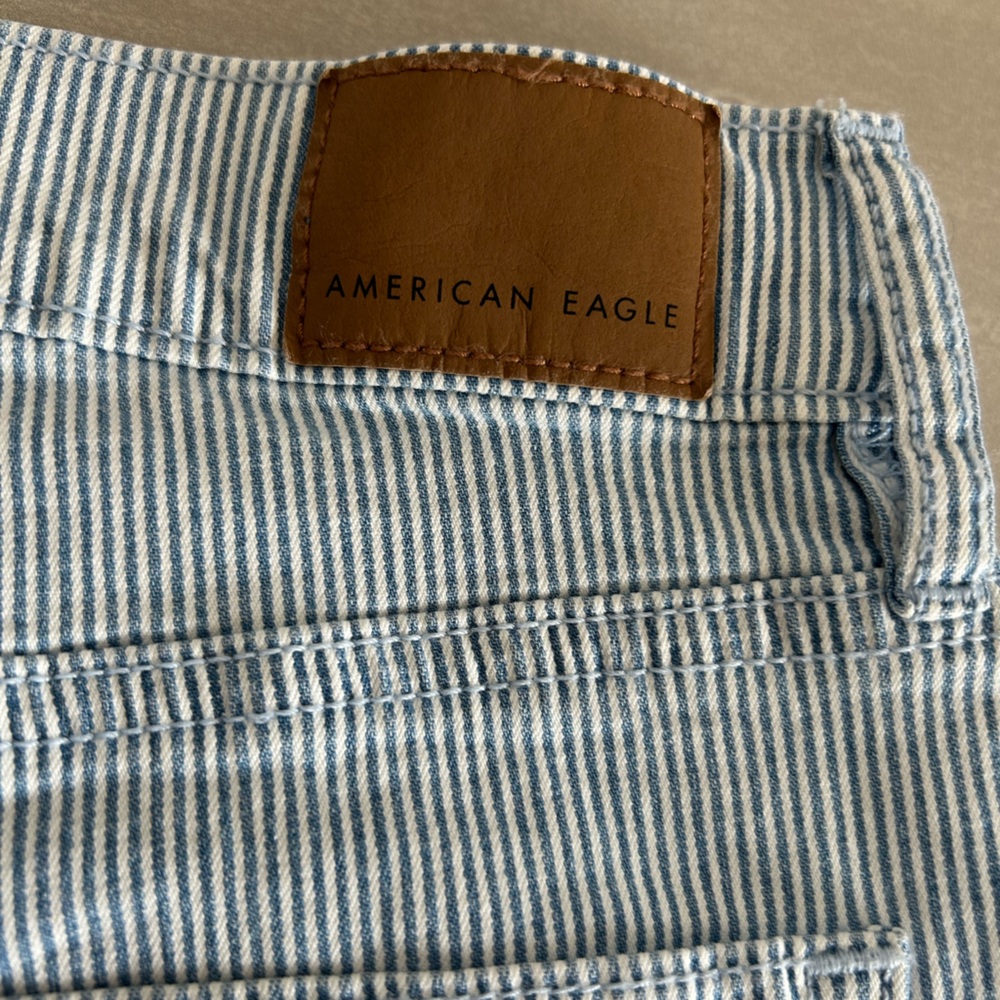 American Eagle Outfitters Striped Jean Shorts Stretch High Rise 98% Cotton - Picture 11 of 16